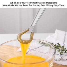 2 Pcs Stainless Steel Egg Whisk Mini Handheld Whisk Beater Set Manual Spring Coil Wire Whisk Blender Small Hand Whisker Egg Stirrer for Kitchen Cooking Baking Mixing Beating