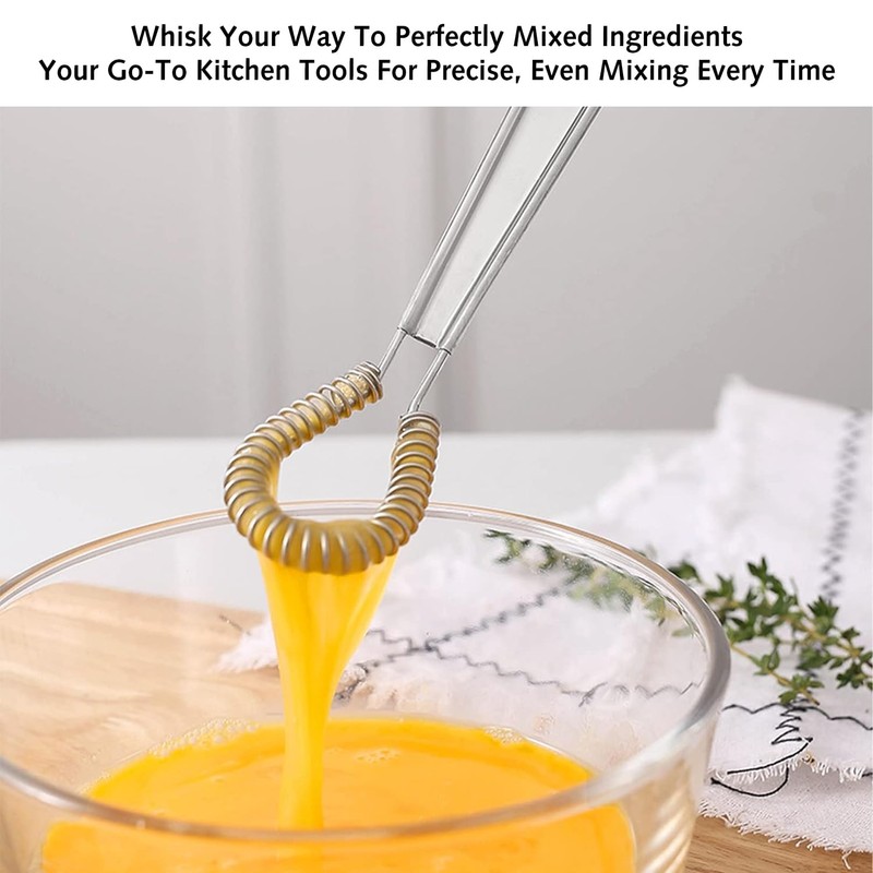 2 Pcs Stainless Steel Egg Whisk Mini Handheld Whisk Beater