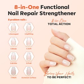 modelones Nail Strengthener and Growth Milky White Nail Polish Nail Repair for Damaged Nails Hardener Ridge Filler for Nail Strengthening Polish Gifts Women 15ml