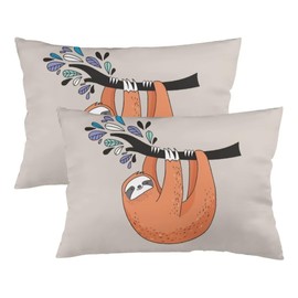 Cute Sloth Throw Pillow Cover Queen Size Set of 2,Cartoon Woodland Animal Hanging on Tree,Lumbar Pillow Case Bed Pillow Covers with Zipper Standard Size Pillow Cases Cushion Covers for Sofa,20"x30"