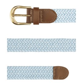 Streeze Ladies Stretch Belts - 5 Sizes Elasticated Woven Braided Fabric. 1 inch Wide with Gold Buckle (Large, Light Blue)