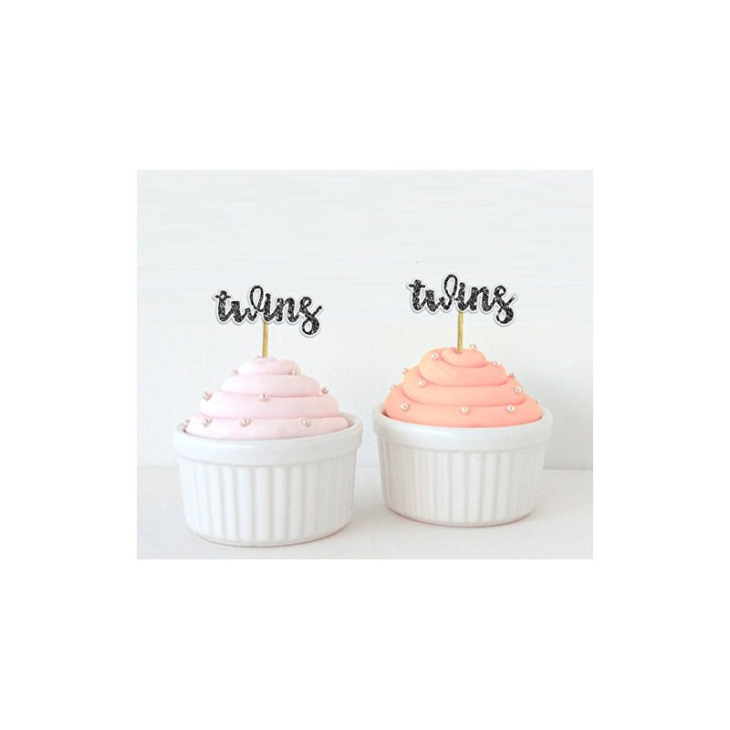 Darling Souvenir, Baby Shower Its Twin Cupcake Toppers, Gender Reveal