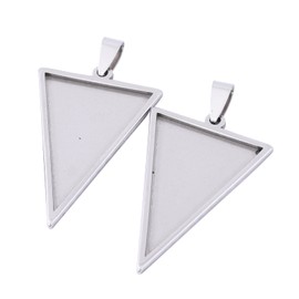 Reidgaller 10pcs Stainless Steel 25x35mm Triangle Cabochon Setting Trays DIY Bezel Pendant Base Blanks for Necklace Jewelry Making Supplies