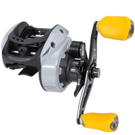 Sougayilang Baitcasting Reel 18LB Carbon Fiber Drag 7.1:1 Baitcasters High-tech Innovation Baitcast Fishing Reels-Orange- Left