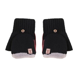 Winter Warm Convertible Gloves Mittens for Elegant Men Coldproof Writing Typing Touchscreen Gloves with Padded Plush Outdoor Cycling Half Finger Flip Top Gloves