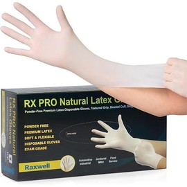 Raxwell Disposable Latex Gloves 8.5 Mil, Powder-Free, Puncture Resistant, Medical & Food Safe, Heavy-Duty, High Tactile Sensitivity | Box of 100 - Size: S