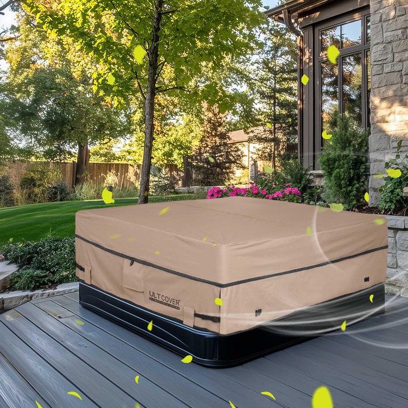 ULTCOVER Waterproof 600D Polyester Square Hot Tub Cover Outdoor SPA