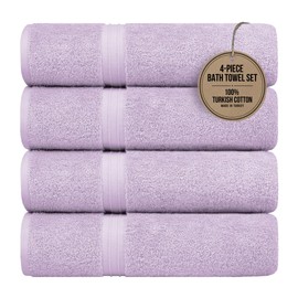 Cotoniche Bath Towels Pack of 4 - Luxury & Cozy - Large (28" x 56") Absorbent, 100% Cotton - Versatile, Perfect as,Shower Towels, Travel Towels - Lilac
