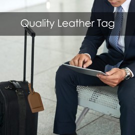 GELVTIC Faux Leather Luggage Tags for Suitcase Tag Set Privacy Protection with Identifie Name Lable ID Card Baggage tag for Men Women Travel Accessories, 2/4 Pack (LT07-Brown1)