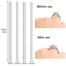 REQAG Pack of 16 Ring Reducers Invisible Transparent Loose Ring Size Adjuster Jewellery Measure for Women Wedding Rings (4 Sizes)