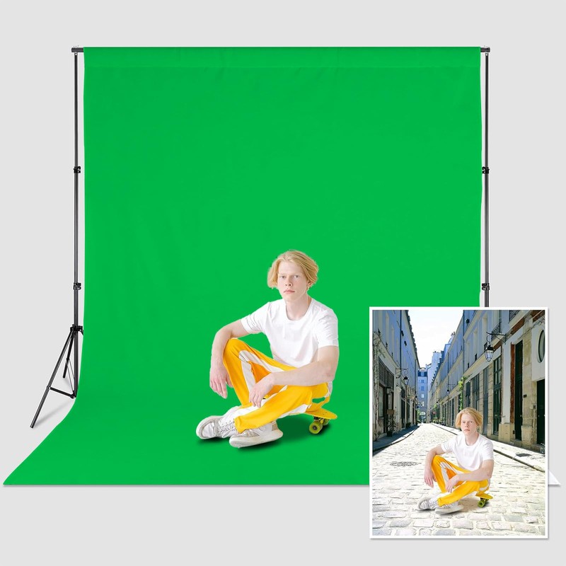 Zdada Green Backdrop Screen Background，5x7ft/1.5x2.1M Collapsible Background Photography，Washable Polyester Photography