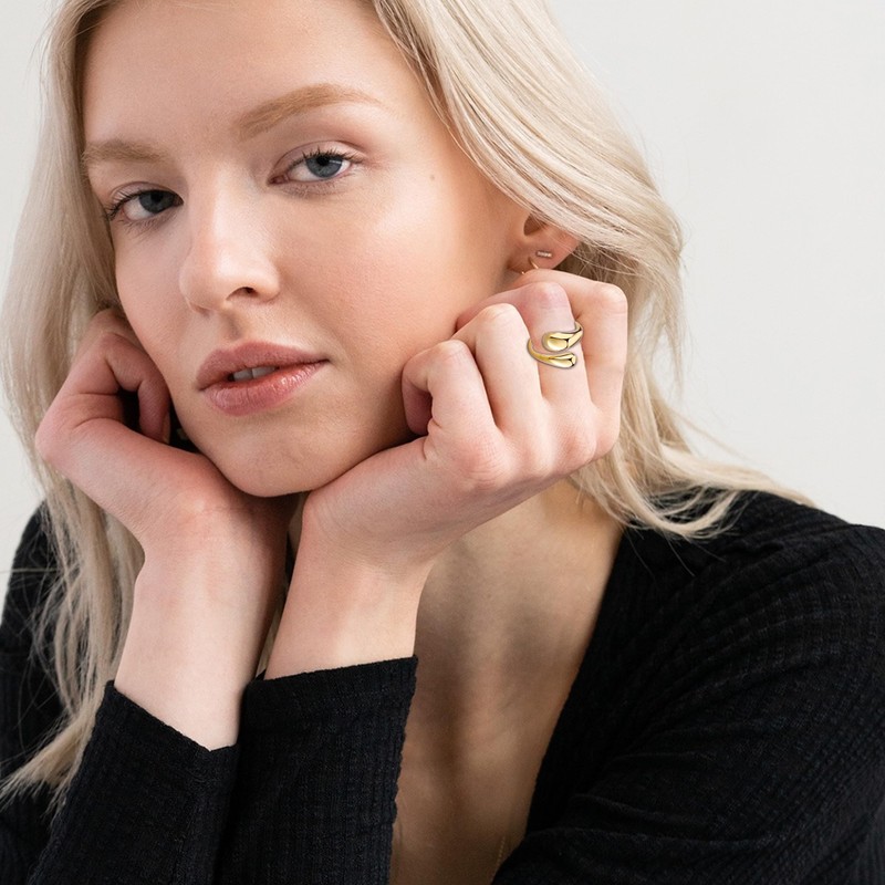 Teardrop Chunky Rings for Women Thick Statement Rings Adjustable Chunky