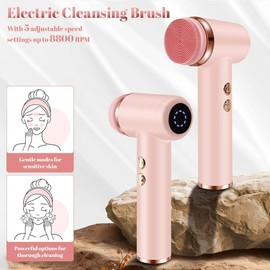 Electric Facial Cleansing Brush, Deep Cleansing & Exfoliating Face Brush with 4 Heads, Waterproof and Rechargeable for All Skin Types and Makeup Removal