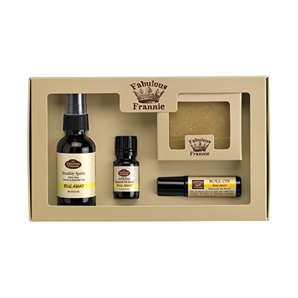 Fabulous Frannie Bug Away Wellness Kit - All Natural Ingredients and 100% Pure Essential Oils Blend Contains Citronella, Lavender, Eucalyptus and Lemongrass Essential Oils.