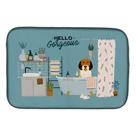 Caroline's Treasures CK7501DDM Petit Basset Griffon Veenden in Bathtub Dish Drying Mat Absorbent Dish Drying Mat Pad for Kitchen Counter Dish Drainer Mat for Countertop, 14 x 21", Multicolor