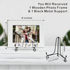 4"X 6" Wooden Picture Frame - Classic White, Friends - 1 Wood Photo Frame With A Metal Stand - Tabletop Display, Gift For Friends, College, Home & Office Decoration & Supplies Horizontal) - A10