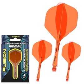 WINMAU Fusion Fluoro Orange Medium Intergrated Dart Flight and Shaft System - 1 set per pack (3 flights and shafts in total)