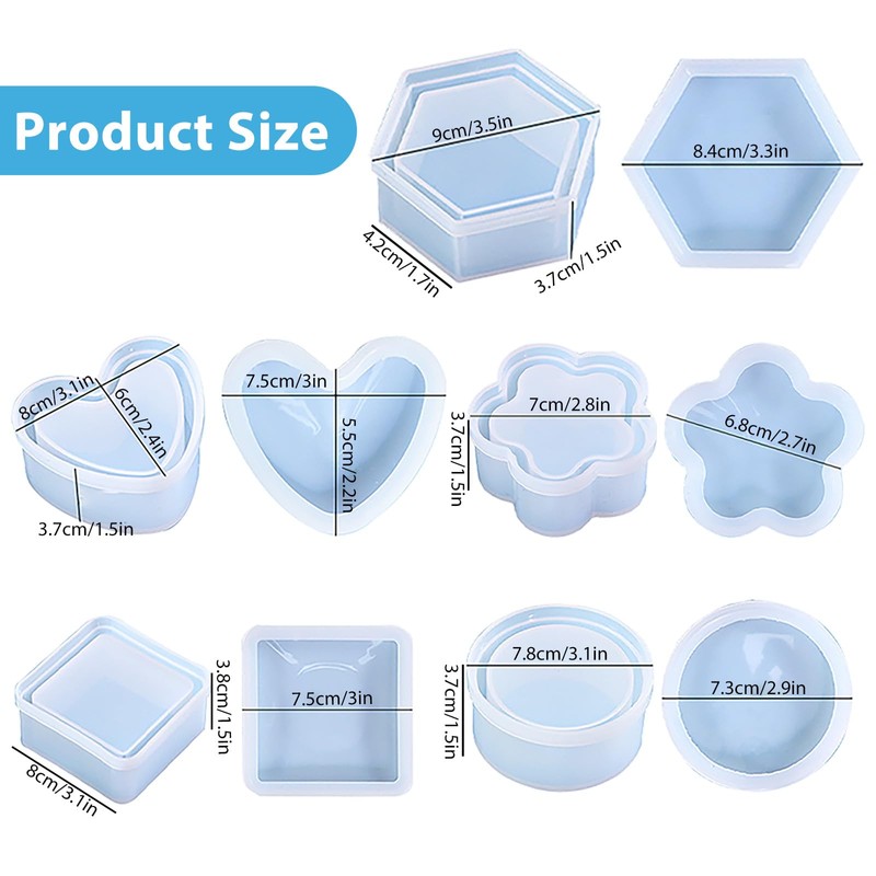 5 PCS Jar Resin Molds Kits with Lid, Epoxy Resin