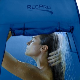 RecPro Portable Pop Up Privacy Tent | Changing Room, Toilet, Shower, Rain Shelter for Camping & Beach | Includes Carry Bag, Ground Cover, and rain Cover (with Rug Stakes, Blue)