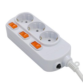 EVOELEC Sinzeln Switchable Socket Strip with Overcurrent Protection 16 A 250 V (3 m, 3 Compartments)