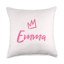 Emma the Queen / Pink Crown & Name for Women Called Emma Throw Pillow