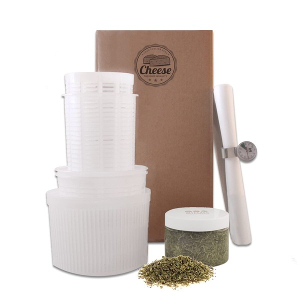Cheese Fuscelle Kit + Thermometer, Herb Mix Herbs, 5 Food Gauze Kitchen Cheese Kit, Homemade Cheese Fuscelles, Fresh Cottage Cheese Slices, Food Gauze, Vegan Cheese Fabric