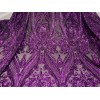 wowfabric4less123 Purple 4way stretch sequins Embroidery Mesh Lace fabric 50”