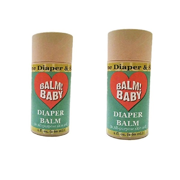 BALM! Baby Diaper Balm - Organic Diaper Rash Cream – Cloth Diaper Rash Cream Balm | Multipurpose Skin Aid | Natural – Vegan - Herbal | Rash Ointment for Infants Kids | Diaper Balm Stick (2-Pack)