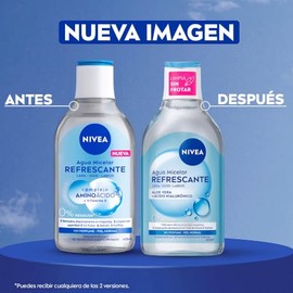 NIVEA Agua Micelar para Piel Normal(400 ml) - Fórmula Vegana con Complejo Aminoácido, Remueve Maquillaje a Prueba de Agua, Limpia y Refresca la Piel -
