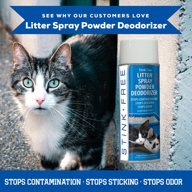 Stink Free Cat Litter Box Deodorizer Powder Spray & Odor