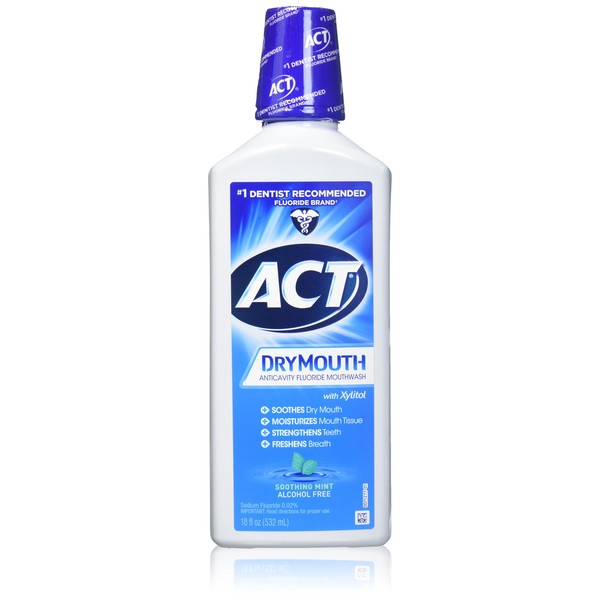 ACT Dry Mouth Mouthwash, Mint, 18 Fl Oz (Pack of 3)