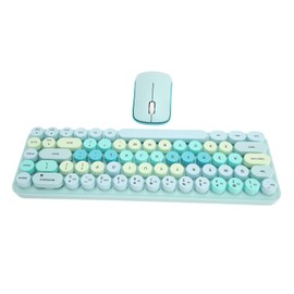 Zunate Retro Keyboard and Mouse, 68 Keys Portable Gaming Keyboard Mouse Combo with USB Receiver, Mixed Color, Round Keycaps for for, PC, Laptop, Desktop (#1)