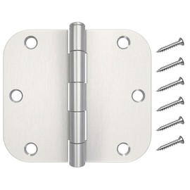 HOSOM 48 Pack Brushed Nickel Door Hinges 3.5 Inch with 5/8 Radius Corners, Interior Door Hinges