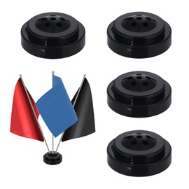 FdcLixuvol 6 Hole Desk Flag Holder, 4 Pack Black Desktop Base Flag Stand Six Hole Black Base Plastic Desk Bases Classroom Flags Holder for Small Stick Desks Flags Office Table (Black)