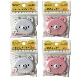 4Pcs Retractable 2M Tape Measure for Body Measurements Cute Bear Shape - 2 Assorted Colors, Pink, White - Only Centimeters Scale