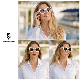 SOJOS Retro Oversized Polarized Cat Eye Sunglasses Womens Vintage Shades Trendy Stylish Sunnies SJ2291 with Brown Tortoise/Grey Lens