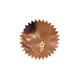 Gold Chunky Flower Necklace Silver Thick Flower Pendant Necklace Choker Floral Cuban Simple Necklace Curb Link Chain Necklace Minimalist Necklace Flower Statement Necklace Women, Zinc