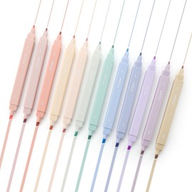 YISAN Pastel Highlighter Pens,Double Tip12 Colors Bible Highlighter Markers no bleed,70924