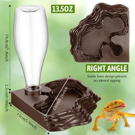 Mumufy 2 Pack Reptile Water Feeder Automatic Water Dispenser Waterer 13.5Oz Feeding Accessories Tank Lizards Waterer for Bearded Dragon Terrarium Turtle Tank Feeding Geckos Frog (Brown)