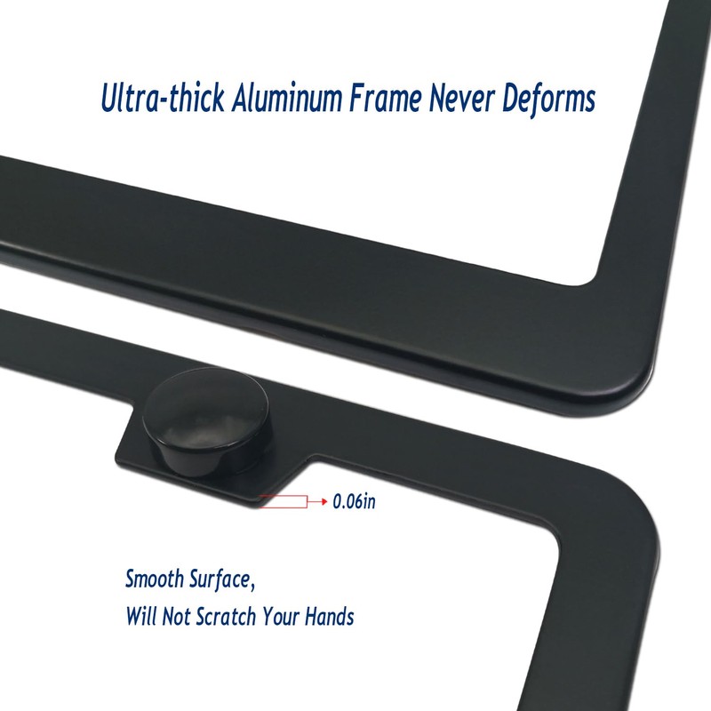 Anti Theft License Plate Frames, Matte Black, Security Screws