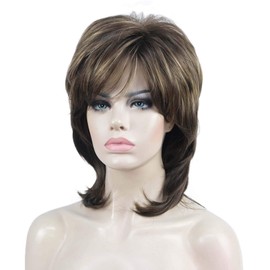 Aimole Soft Shaggy Layered Wig Medium Length Synthetic Hair Women Wigs (8TT124)