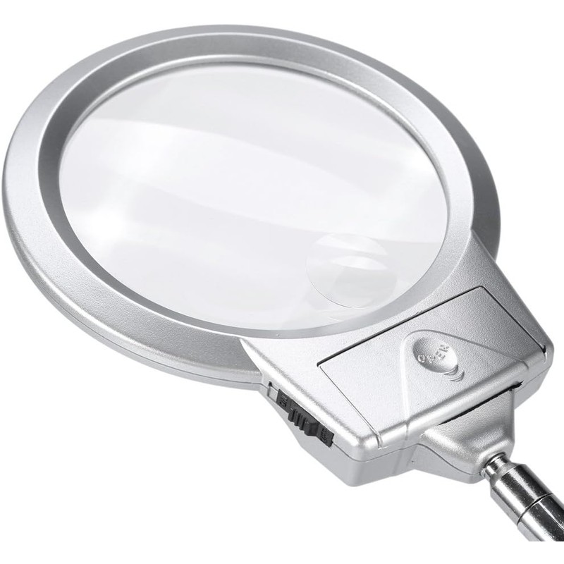 Lupa LED de Mesa con Cuello Flexible y Doble Aumento