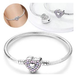 Pulseras Plata Esterlina Alta Calidad Varios Modelos Dijes Corazón 17 Cm