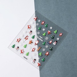 Winter Snowflake Nail Art Stickers Embossed Christmas Tree Santa Claus Nail Stickers Christmas Nail Decals 5D Self-Adhesive Cute Elk Snowman Nail Design Supplies for Women Manicure Decor 1 Sheets