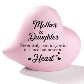 Gifts for Mom from Daughter - Mothers & Daughters Never Truly Part,Heart Desk Plaque Sign Mothers Day Birthday Daughter Gift for Mom
