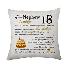 Hasodeo Niece Nephew Birthday Gift Cushion Cover from Aunt Funny 18th 21st Birthday Pillow Cover Throw Pillow Cover Gift (Nephew 18th)
