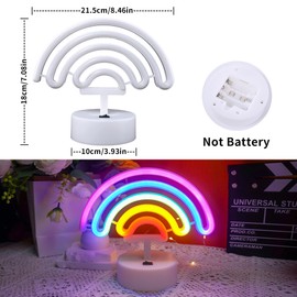 Rainbow Neon Sign, Rainbow Neon Light, USB or 3-AA Battery Powered Neon Light, LED Rainbow Lamp Night Light for Hotel Bar Store Desk Decor, Girls Bedroom, Table Decorations,Christmas Gift