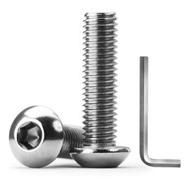 10 PCS 5/16-18 x 1-1/2 Button Head Socket Cap Screws, 304 Stainless Steel 18-8, Allen Hex Drive, Full Thread (with Hex Spanner)