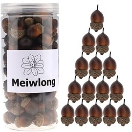Meiwlong 50 PCS Artificial Simulation Realistic Small Acorn Nuts Christmas Tree Fall Ornaments Natural Pine Cones Home Vase Filler Decoration Embellishing Displaying Photography Props