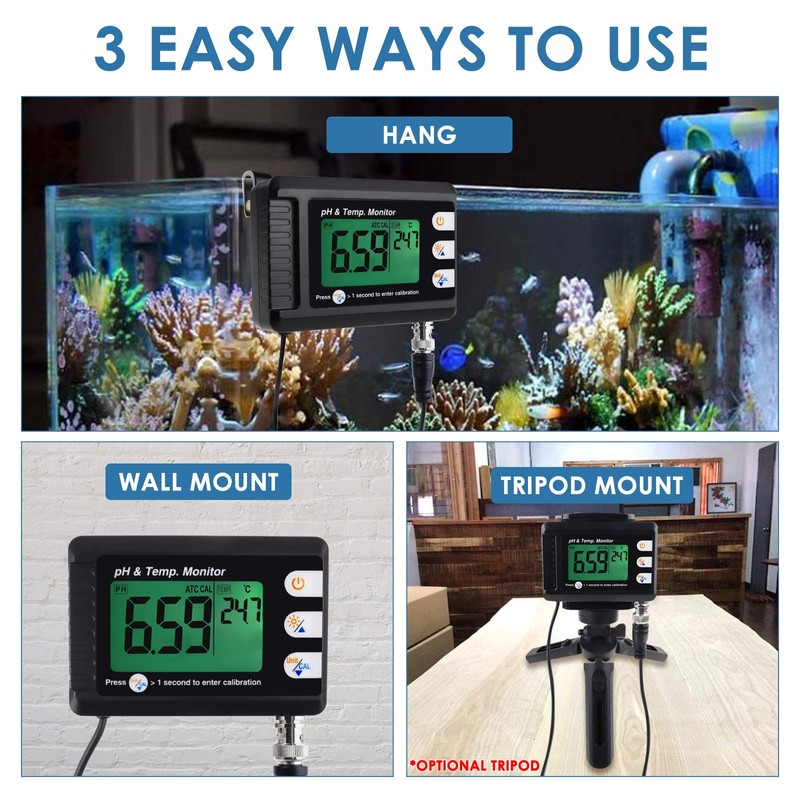 2 in 1 Temperature pH Monitor Meter Tester Sensor test